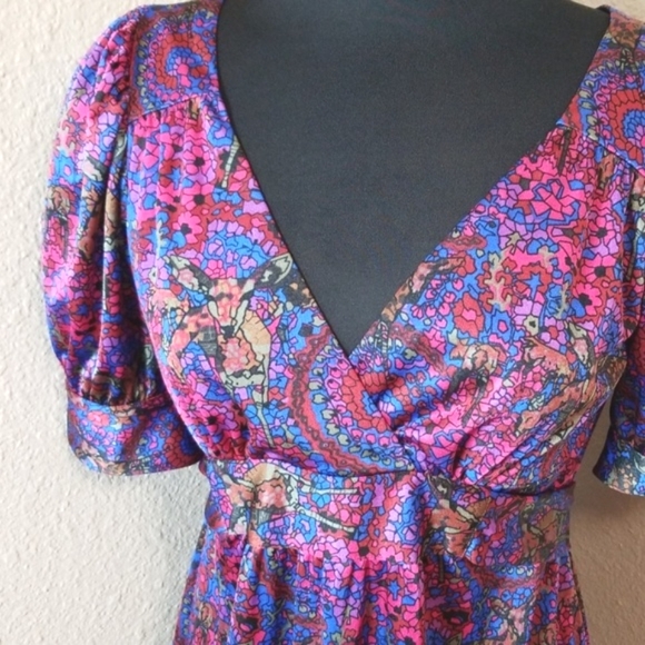 Betsey Johnson Floral VNeck Tie Back Ruffle Dress - Picture 2 of 6